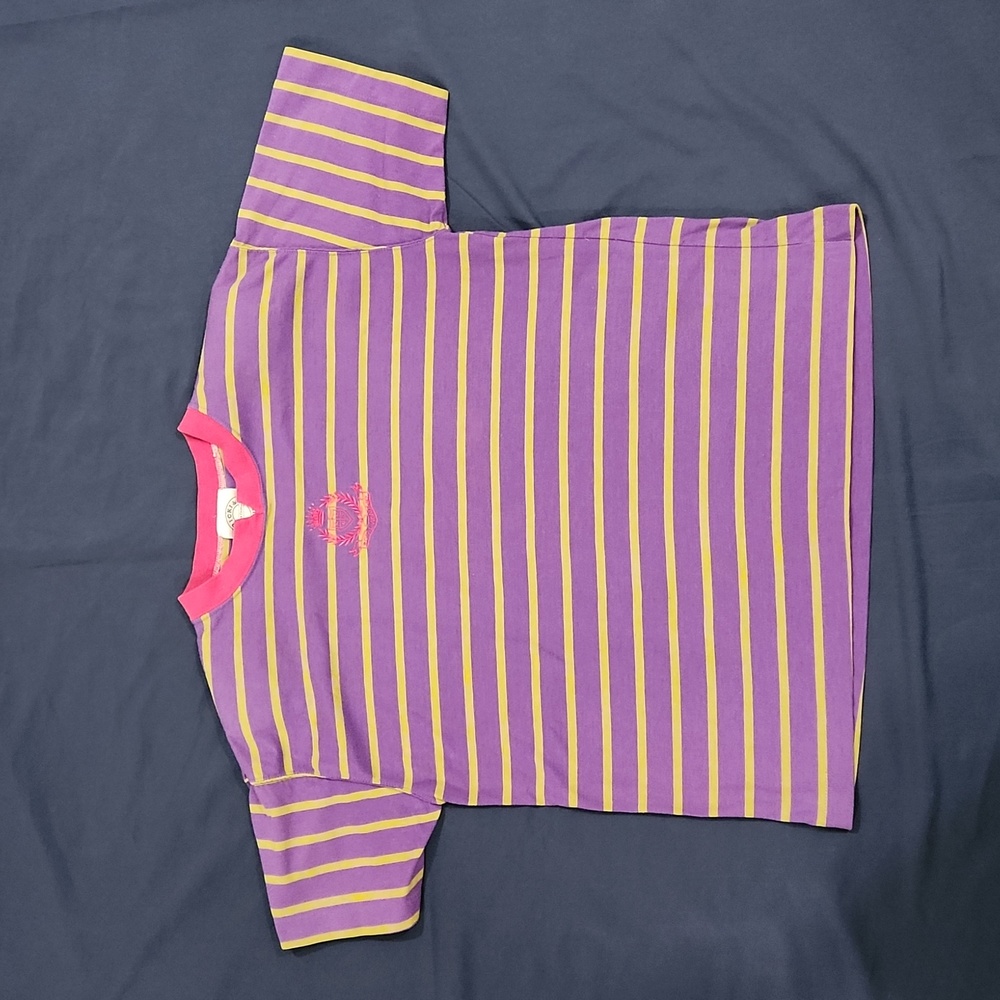 Vintage Ricki & Company women's pullover, purple, green & dark pink, large